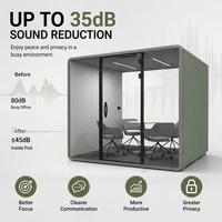 Grande cabine de réunion insonorisée moderne pour bureau, avec cadre en aluminium modulaire, portable et mobile