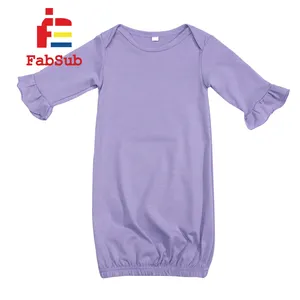 Ruffle Long Sleeve Baby Gown Sublimation Babies Gown Polyester Cotton Feel Sublimation Baby Gown