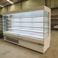 Réfrigérateur à vitrine ouverte de haute qualité pour boissons et légumes, R290, rideau d'air, refroidisseur multi-plateaux avec compresseur intégré