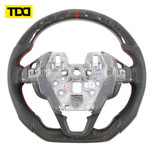 Volant en fibre de carbone véritable TDD adapté à Ford Mondeo Edge Explorer Focus, cuir perforé, forme en D, style racing - Product Image 3