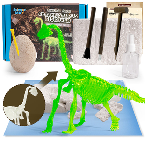 Set Mainan Model Hewan & Dinosaurus Fosil, Patung Kerangka Dinosaurus Mainan Pendidikan Lainnya untuk Anak-anak, Triceratop Dinosaurus Dig Kit - Product Image 4
