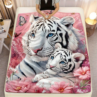 Selimut Flanel Harimau Putih Laris Manis, Selimut Lembut Hangat untuk Sofa, Tempat Tidur, dan Tidur Siang