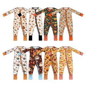 WeiWei 사용자 정의 인쇄 대나무 직물 신생아 아기 유아 지퍼 옷 Onesie 장난 꾸러기 대나무 비스코스 유아 잠옷 대나무 - Product Image 3