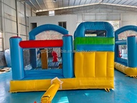 Popular China comercial barato dibujos animados salto trampolín niños castillos deslizamiento tobogán Combo inflable