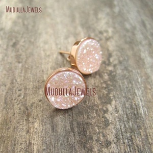 ER16545 Natural <strong>Druzy</strong> Rose Gold <strong>Druzy</strong> <strong>Studs</strong> <strong>Earrings</strong> Drusy Quartz Jewelry <strong>Stud</strong> <strong>Earrings</strong> Drusy <strong>Earrings</strong> - Product Image 2