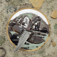 Couteau de chasse à lame fixe avec manche en bois et étui en cuir, fait main, outil de camping et de randonnée en plein air