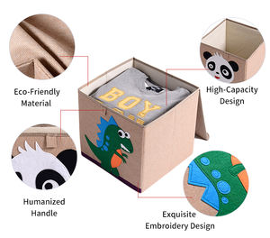 2025年工場出力価格ホーム繊細外観折りたたみ縫い生地子供用おもちゃ収納バケットかわいいデザイン収納ボックス - Product Image 4