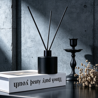 Bouteille diffuseur à roseaux en verre noir 50 ml, vente en gros, flacon vide de luxe pour diffuseur d'arômes, OEM ODM, logo personnalisé pour la décoration intérieure
