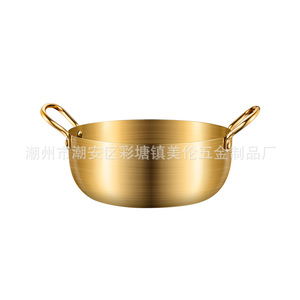 Olla de Acero Inoxidable para Sopa de Mariscos Coreana, Olla Pequeña de Doble Asa, Compatible con Inducción, para Uso Doméstico, Olla para Ramen - Product Image 4