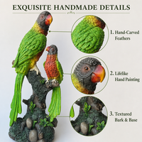 Figurine de perroquet peinte à la main en polyrésine, statue d'oiseau pour jardin tropical, patio, cour, balcon, décoration intérieure, cadeau d'extérieur