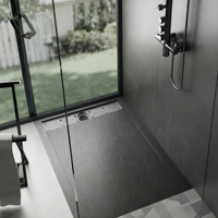 Base de douche SMC en pierre, style populaire, 120x90, gris, rectangulaire, avec couvercle, pour salle de bain, installation facile, projet de rénovation RAISON