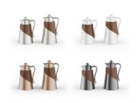 Contenants alimentaires isothermes 2L-2.5L-3L (Lot de 3) – Thermos de qualité commerciale en acier inoxydable avec poignées en bois, design moderne et luxueux