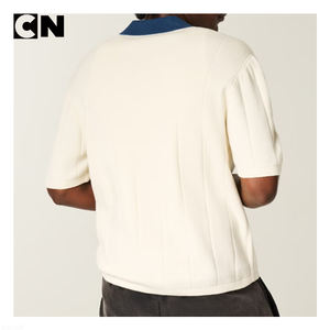 Suéter con Certificación GRS, Fabricante de Suéteres, Logotipo Personalizado Bordado, Suéter de Fútbol de Manga Corta de Algodón y Poliéster para Hombre, Polo de Punto - Product Image 4