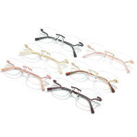 Gafas de Computadora con Bisagras de Resorte 1020, Montura Metálica sin Aro, Estilo Ojo de Gato, Unisex, Moda Vintage, Logotipo Personalizado, Gafas Ópticas