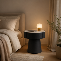Moderner Nachttisch mit Gesinterter Steinplatte Weißer Marmor Geflochtenes Leder 1 Schublade Sockel Soft-Close Grifflos für Schlafzimmer