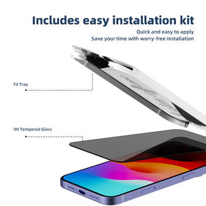 Film de protection d'écran en verre trempé anti-<span class=keywords><strong>espion</strong></span> OEM personnalisé en gros, anti-poussière, installation facile avec applicateur pour <span class=keywords><strong>iPhone</strong></span> 15 16 17 - Product Image 6