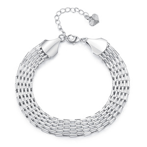 Bracelet classique en argent plaqué, maillons géométriques, bijoux de mode unisexe, cadeau - Product Image 1