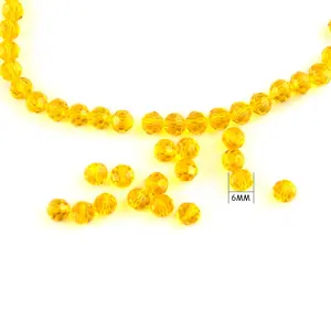 6-8mm Orange Gelb Farbe 32 facettierte Kristall Glas Runde Perlen Runde Günstige Kristall Perlen für Schmuck Machen