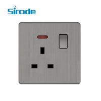 T9 série 15A prises murales UK Standard moderne gris grille Texture 250V prises murales électriques commutées pour la maison