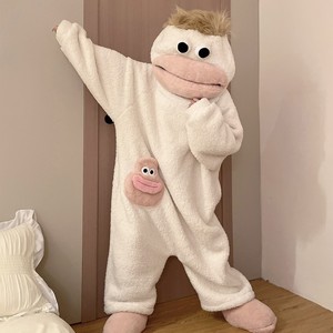Cross-border Fuzzy <strong>Big</strong> Mouth Funny Cartoon Unisex <strong>Onesie</strong> Pajamas Couples; Goofy Extra-Thick 251-300g/m Coral-Fleece Loungewear - Product Image 5