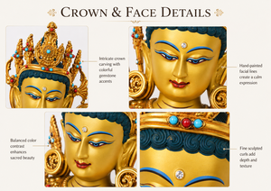 Statua Antica di Vajrasattva <span class=keywords><strong>Buddha</strong></span> in Ottone Fatta a Mano con Finitura Dorata, Scultura Buddista per Arredamento di Casa, Giardino, Altare e Preghiera - Product Image 4