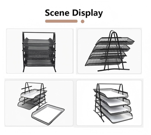 Vassoio per Magazine per <span class=keywords><strong>documenti</strong></span> e supporto per <span class=keywords><strong>documenti</strong></span> e supporto per ufficio a 3 livelli in rete metallica - Product Image 3
