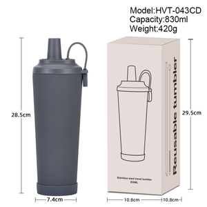MANGO Neuer Klassiker 830ml Keramikbeschichteter Edelstahl Doppelwandiger Vakuumisolierter Strohhalm-Becher mit Magnetischem Tragbarem Griff - Product Image 5
