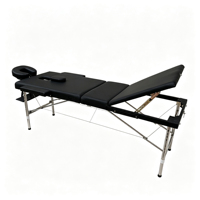 Table de massage pliable à 3 sections avec pieds en acier inoxydable et appui-tête réglable pour tatouage