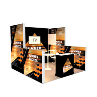 Stand d'exposition modulaire 10x10 pieds en aluminium, montage sans outil, écologique, avec panneau perforé portable et éclairage intégré