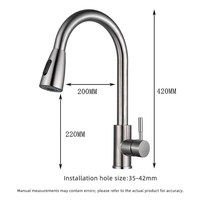 Robinet de cuisine extractible direct d'usine 304 mitigeur d'évier universel en acier inoxydable robinets de cuisine en argent