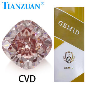 Lab Grown Diamond CVD Cojín Forma Fancy Color Rosa marrón VVS1/VS1 2EX Cuenta de piedras preciosas sueltas con certificado <span class=keywords><strong>GEMID</strong></span> - Product Image 3