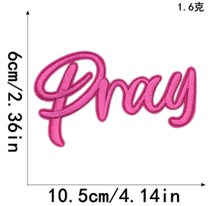 Patch brodé imperméable en toile édition limitée « Jesus Pray Believe » rose vif, style western <span class=keywords><strong>cowboy</strong></span> amusant - Product Image 4