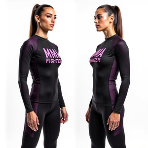MMA BJJ Rash Guard para entrenamiento de rendimiento Diseño personalizado con estiramiento sublimado Manga completa y corta para <span class=keywords><strong>boxeo</strong></span> <span class=keywords><strong>Muay</strong></span> <span class=keywords><strong>Thai</strong></span> - Product Image 6