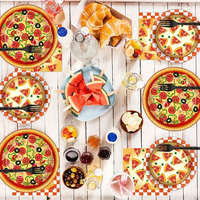 Assiettes jetables en papier imprimé pizza 24 pièces pour ensembles de décoration de fête Assiette de vaisselle de 7 pouces