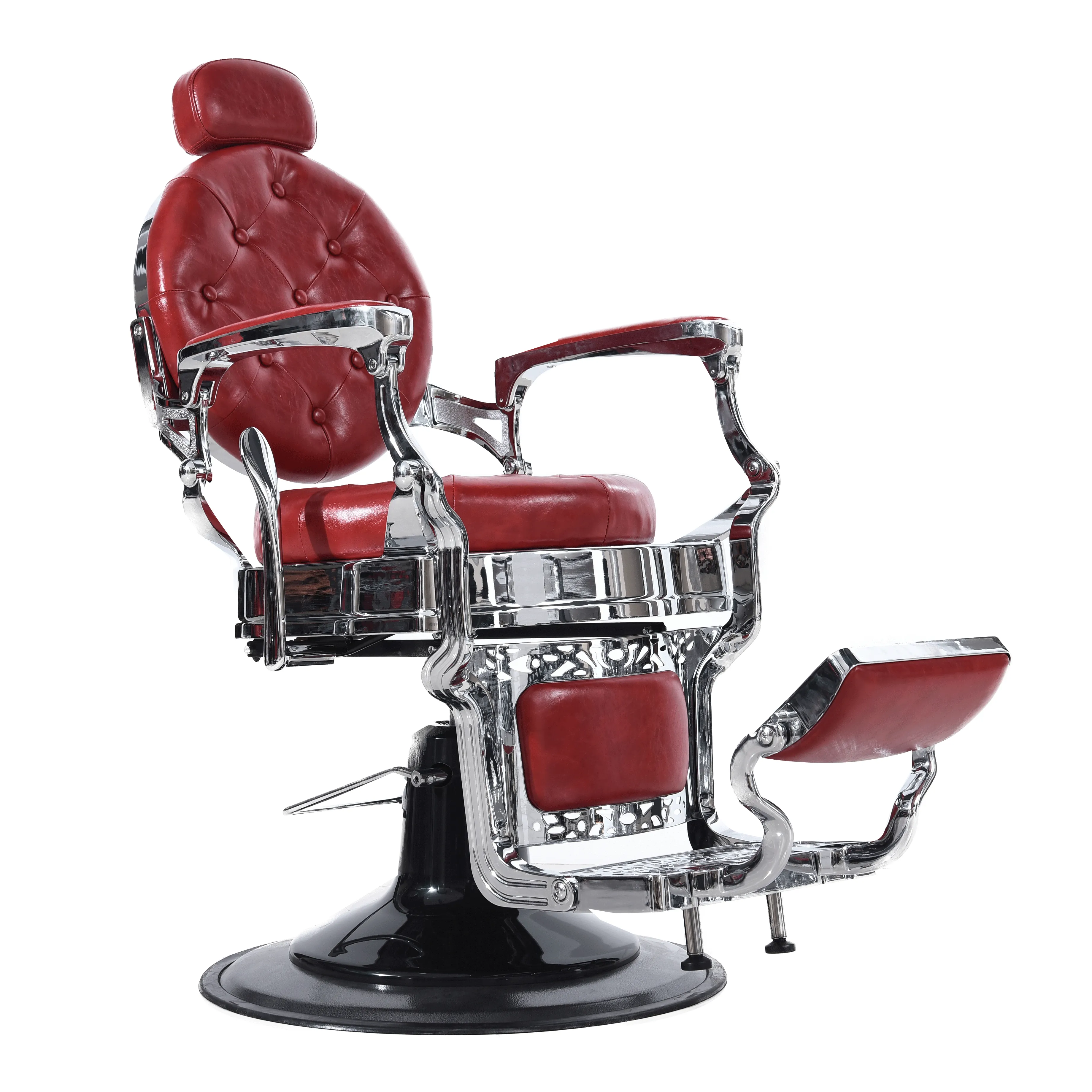 Silla de peluquero de hombre de salón de pelo rojo de alta calidad moderna al por mayor popular de fábrica Wenling a la venta