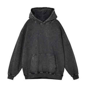 Wholesale Custom Design Acid Washed 100% Cotton <b>Hoodie</b> Fashion Streetwear Cut Edge Distressed Raw Edge Hoodies - Product Image 3