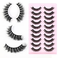 10 paires de faux cils volumisants, recourbés, en fibres entièrement texturées, sur mesure