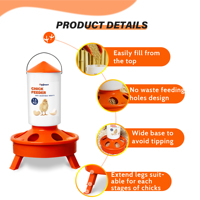Kit d'équipement pour poulailler de jardin de haute qualité : mangeoire à poussins de 1,5 kg et abreuvoir à poulets de 1,5 L avec pieds réglables en hauteur