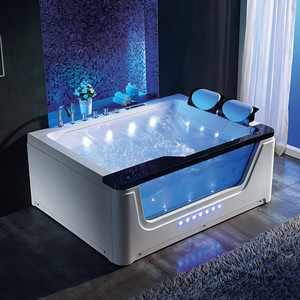 Vasca Idromassaggio Moderna Minimalista Freestanding in Acrilico Nera Bianca Rettangolare con Massaggio Idromassaggio <span class=keywords><strong>MYHOME</strong></span> EB-003 51 Getti per Bagno - Product Image 2