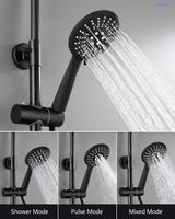 Ensemble de douche mural ZEPENG de style luxueux en laiton avec mitigeur carré, pommeau de douche pluie douce et barre coulissante pour salles de bain et hôtels