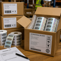 Etiquetas de Seguridad con Código de Barras Holográficas, Pegatinas Iridiscentes de Arcoíris, Etiquetas de Embalaje Personalizadas para Rastrear y Verificar