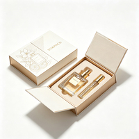 Boîte cadeau de luxe personnalisée à double ouverture pour parfum, boîte rigide imprimée avec insert en mousse souple pour 2 flacons, ensemble d'emballage de parfum