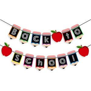 Multicolor Campus-themed Back-to-School <strong>Student</strong> Welcome Party <strong>Banner</strong> with Pencil Apple Heart Shapes for Teacher Decor - Product Image 5
