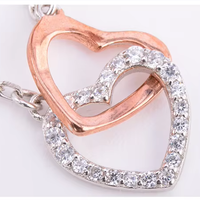 ZHILIAN mode 925 argent Sterling cubique zironique Double coeur amour médaillon or Rose pendentif collier pour les femmes