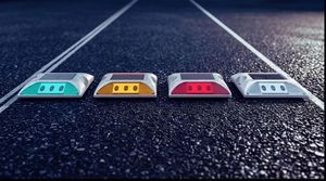 Borne <span class=keywords><strong>de</strong></span> signalisation routière solaire haute visibilité en aluminium moulé sous pression avec LED réfléchissante pour voies rapides - Product Image 2
