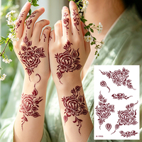 Stiker Tato Henna Sementara RTS India Arab untuk Seluruh Tangan dan Kaki, Tahan Air, untuk Salon Kuku