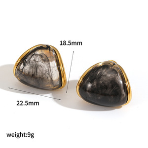 Resin Stud <b>Earrings</b> Geometric Shape Bezel Setting Stainless Steel Ear <b>Posts</b> Multiple Colors Fashion Jewelry - Product Image 4
