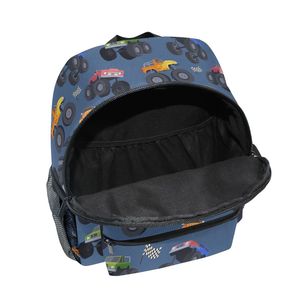 New Arrival Cartoon Race Truck <b>Backpack</b> 12in Polyester Softback Book Bag With Zipper Pockets Daypack for Kids girls boys - Product Image 2