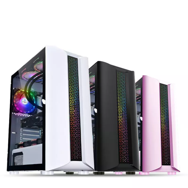 2022 New Designed Custom PC Gaming ATX Case GPU CPU Server Tempered Glass RGB Fan LED Computer Case Towers Hot Sale Products