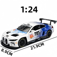 Voitures miniatures en métal 1:24 BMW M4 GT3 avec son et lumière, véhicule jouet à rétrofriction, modèle de décoration